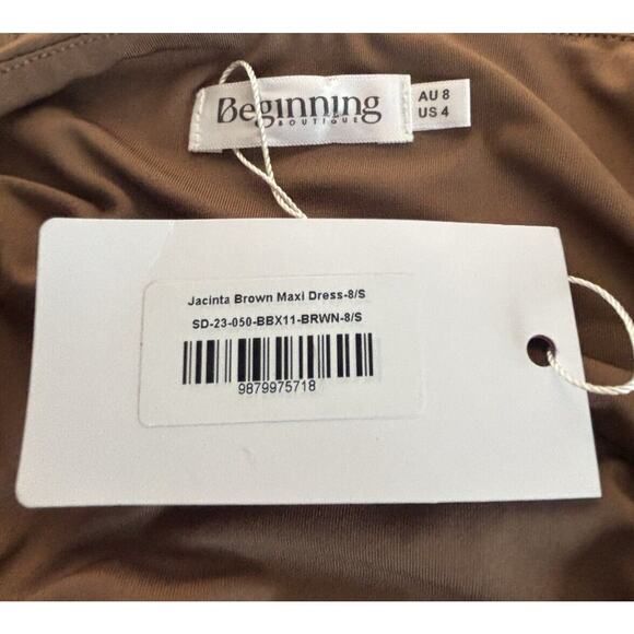 Beginning Boutique NWT Jacinta Brown Maxi Dress size 4 - Picture 11 of 16